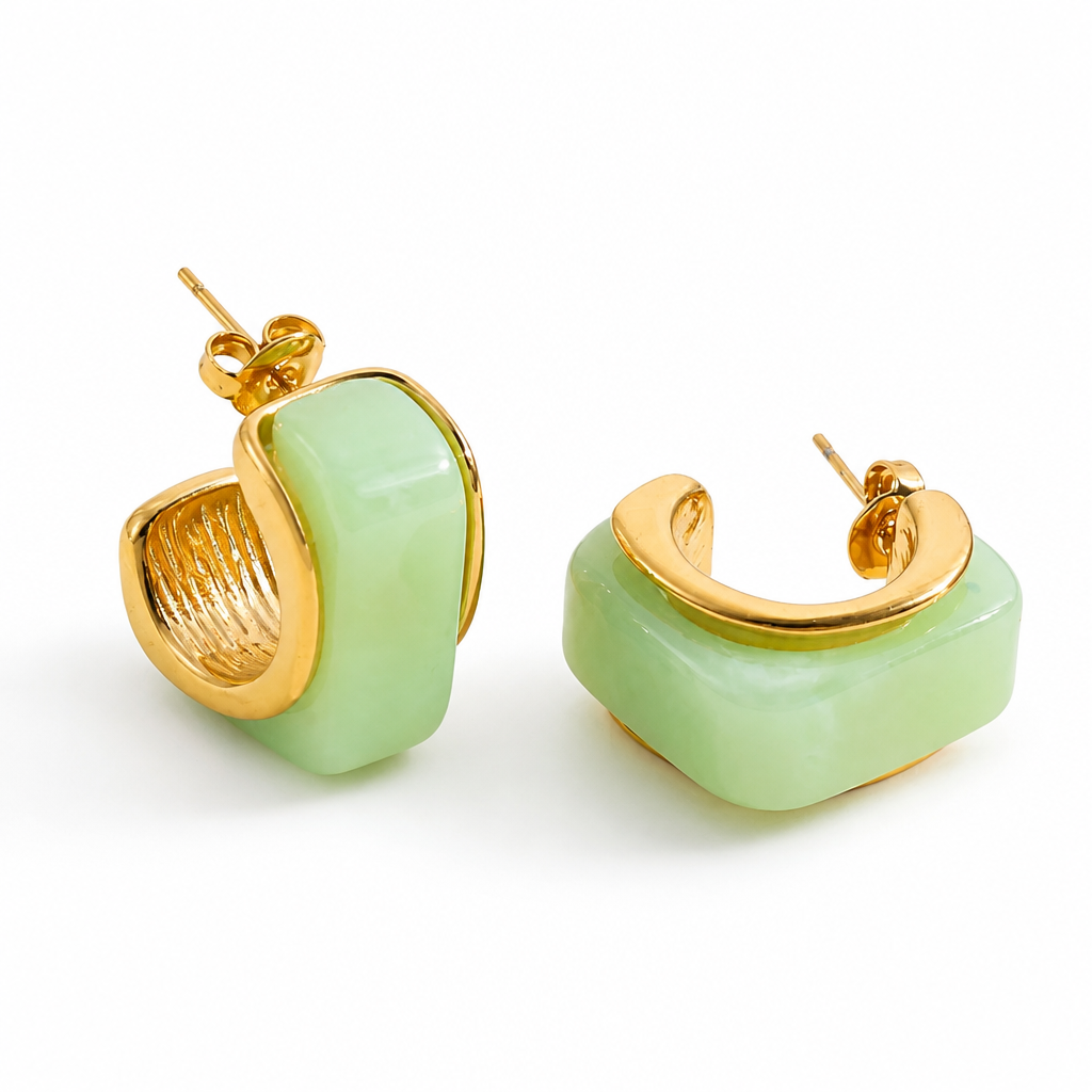 Boucles d'Oreilles Anneaux Carré Résine