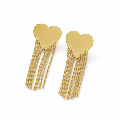 Boucles d'Oreilles Cœur Effet Miroir et Chaînes en acier inoxydable pour femme