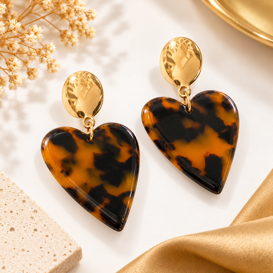 Boucles d'Oreilles Cœur Léopard pour femme