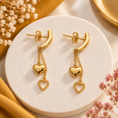 Boucles d’Oreilles Cœur & Strass en acier inoxydable pour femme