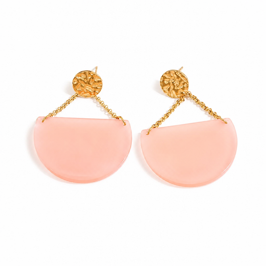 Boucles d'Oreilles Demi-Lune en acier inoxydable rose pour femme