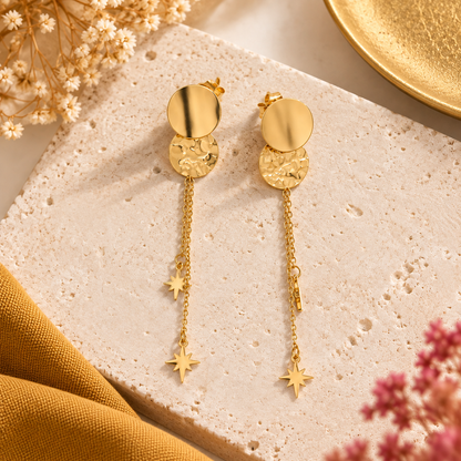 Boucles d'Oreilles Étoile du Nord dorées en acier inoxydable pour femme