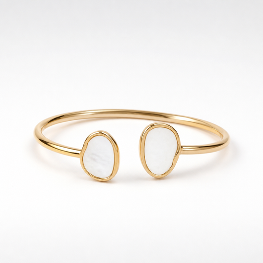 Bracelet Jonc Ajustable Nacre en acier inoxydable pour femme