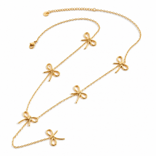 Collier Y Nœuds Dorés en acier inoxydable pour femme